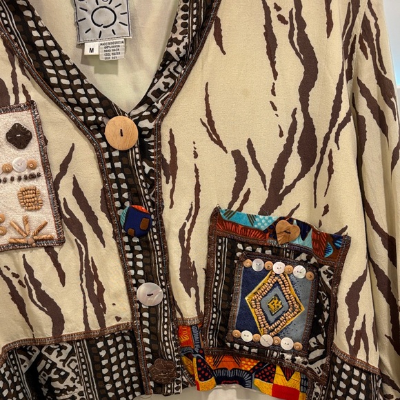 Vintage Surya Brown and Cream Artsy Jacket - Picture 4 of 8